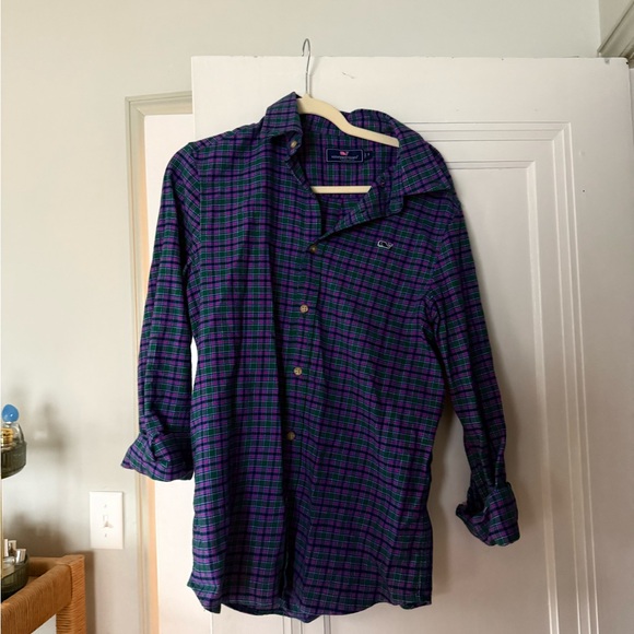 Vineyard Vines Purple and Green Plaid Shirt - Picture 2 of 3